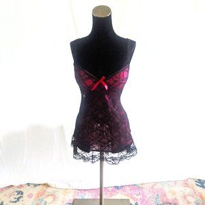 Sexy Black and Hot Pink Lace Teddy Women's Size Large